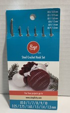 Boye 6 pc Metal Crochet Hook Set Small US 0/1/7-10 3.25 2.75 1.65 1.3mm New