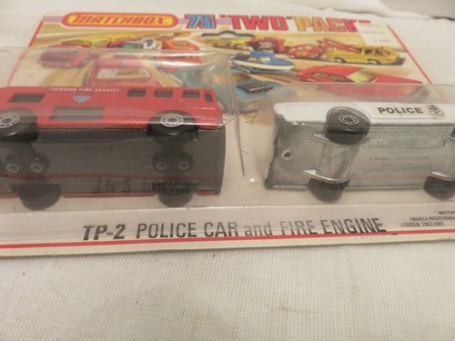 Matchbox Two Packs 1976 Police Car Mercury Fire Engine TP-2 Die-Cast Metal - Picture 9 of 10