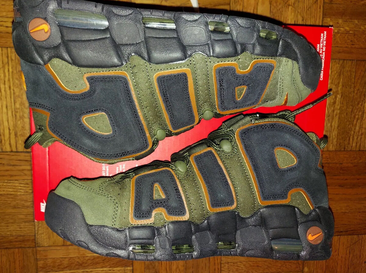 Nike Air More Uptempo 96 Cargo Khaki Alpha Orange Men's Size Nike Air More Uptempo 96 Cargo Khaki Alpha Orange Men's Size
