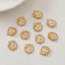 4pcs CZ Pave Round Coin Portrai Charm,Greek Portrait Medallion Pendant