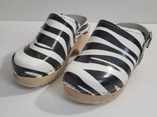 Cape Clogs Made in Sweden Spring Zebra Print Wooden Clog Kids size EU 28 US 10.5