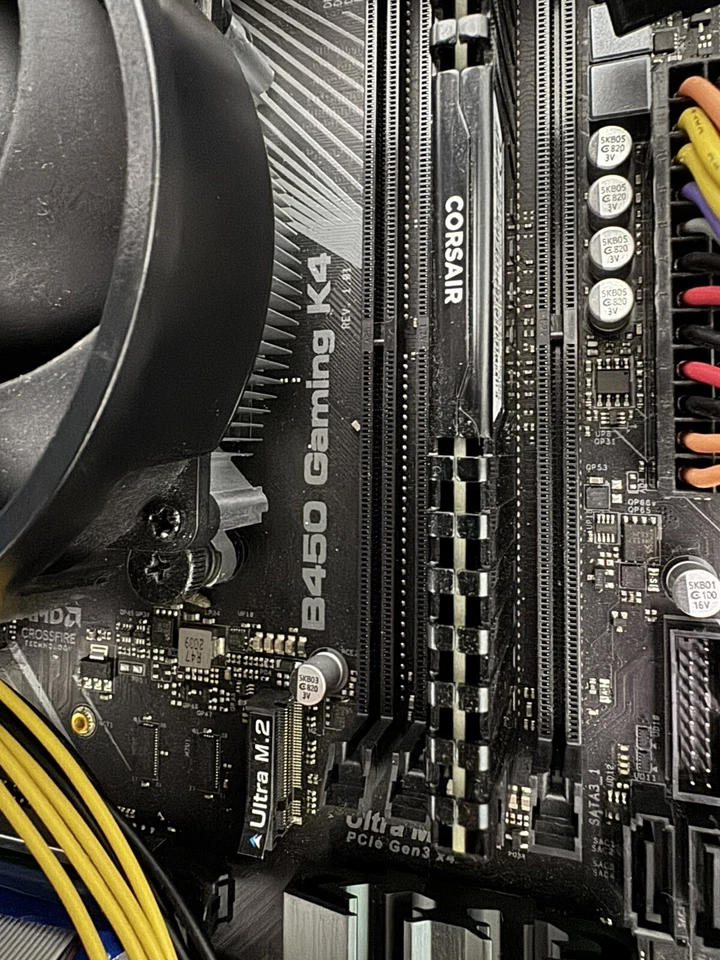 6 GPU Mining Rig Asrock B450 Gaming K AMD Ryzen 3 1200 4GB RAM Frame 2000w PSU - Image 4 of 4