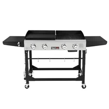 Royal Gourmet 4-Burner Portable Flat Top Gas Grill Combo with Folding Legs