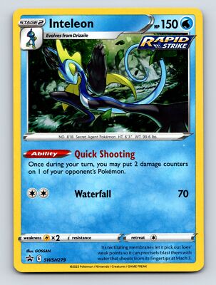 ポケモンカードゲーム intelppp Stage 2 Inteleon HP 150 Rapid Strike Quick Shooting Waterfall Blue