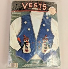 Dimensions Applique Felt Vest Kit Stars Snowmen 62088 Ugly Sweater S M L XL 2X