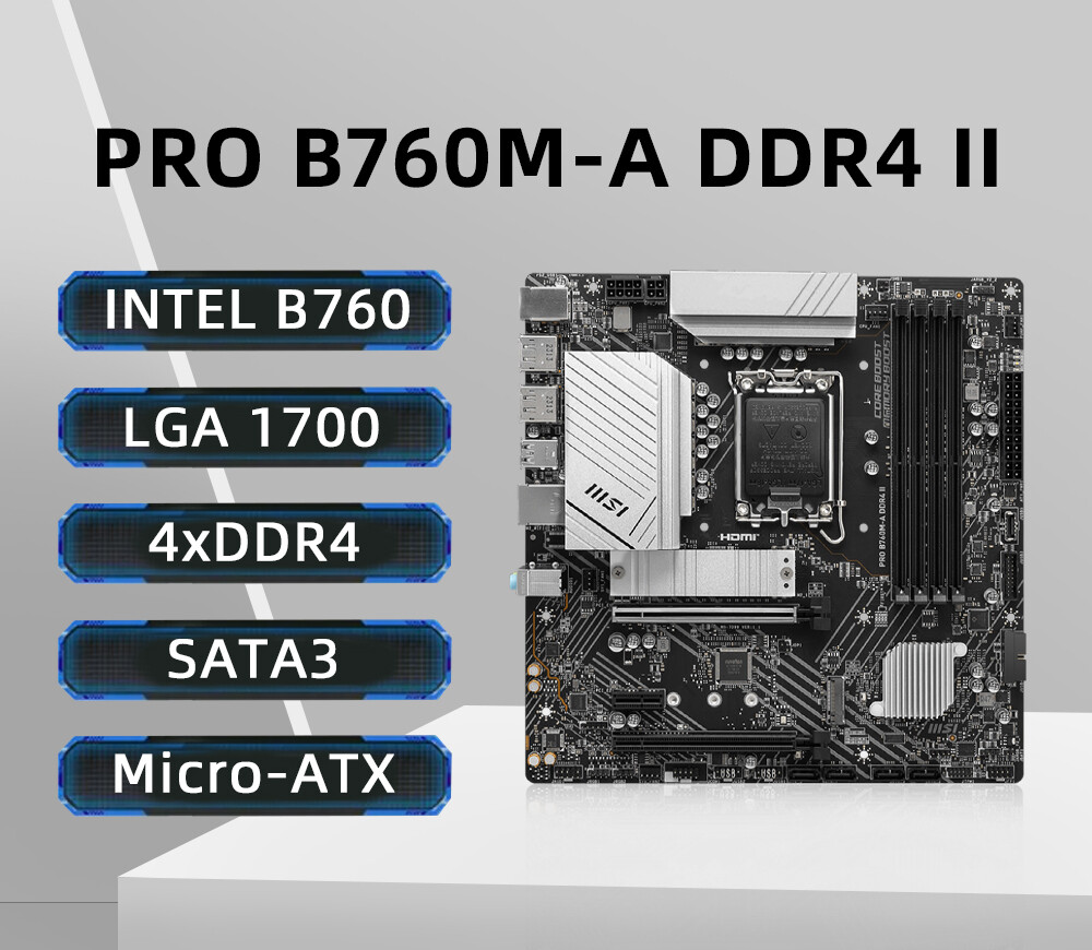 MSI PRO B760M-A DDR4 II Support i9-14900KF i7-13790K i5-13600 CPU