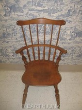 Ethan Allen TALL Comb Back Arm Chair Heirloom Nutmeg Maple 10 6090 Made in USA