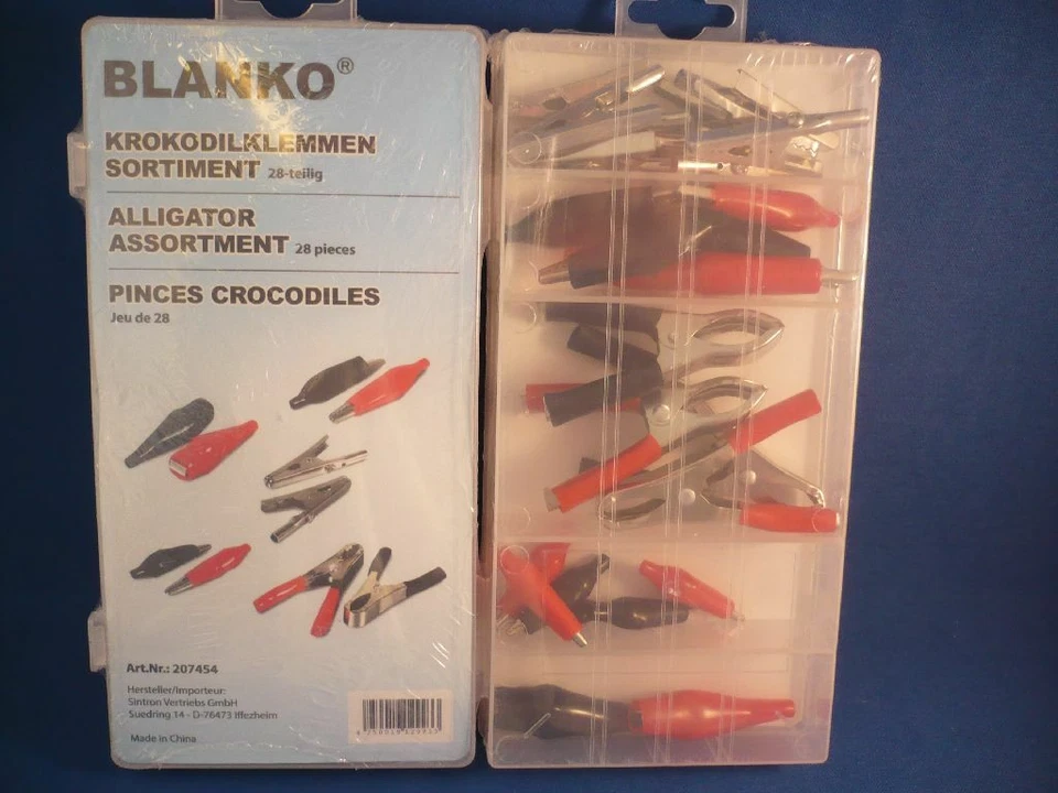 BLANKO Krokodilklemmen verzinkt, 28-teiliges Set in praktischer Sortimentsbox !!!