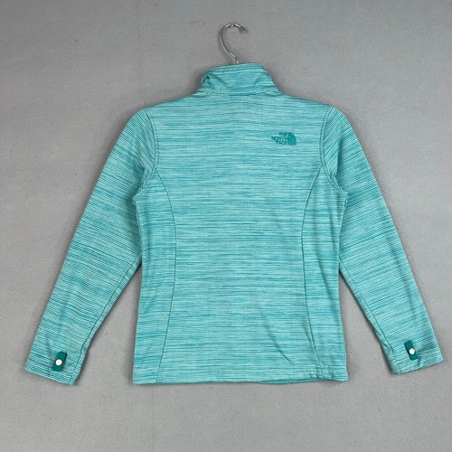 The North Face Jacket Girls Medium Blue Teal Stripe Full Zip Sweater Active - Picture 5 of 16