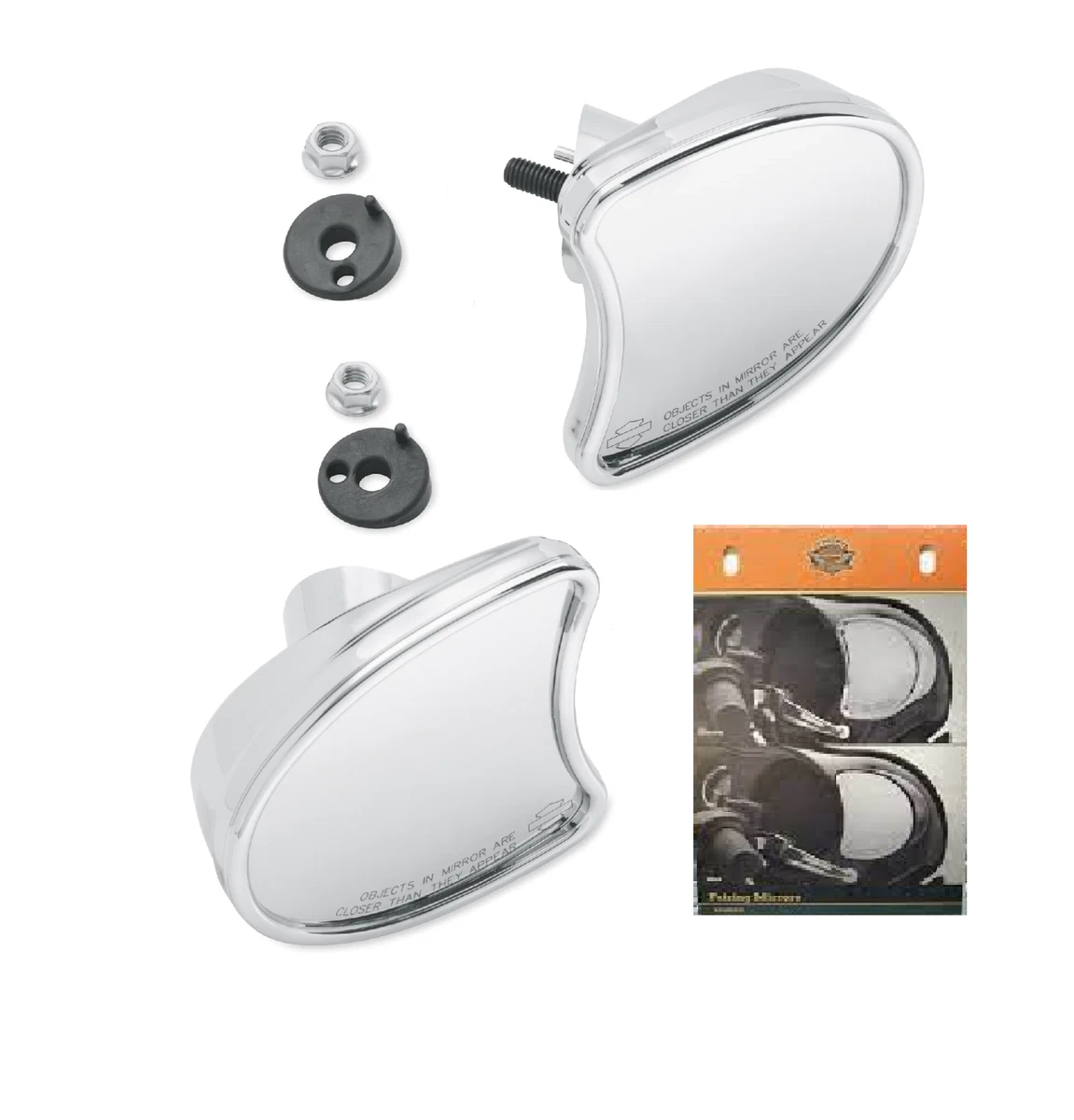 Specchietti Retrovisori Cromati Per Harley Davidson - Filettatura M8