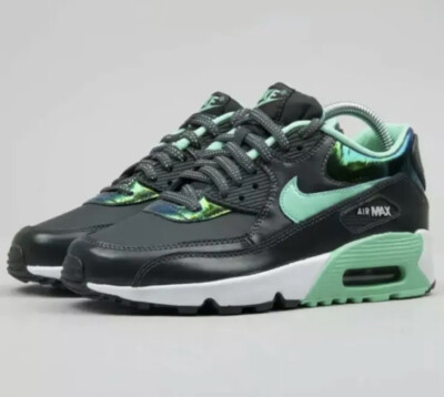 Nike Air Max 90 SE Leather Shoe 859633-001 Mermaid Gray Green - 6.5 Y - 8 W