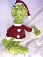 Dr. Seuss Plush How The Grinch Stole Christmas Stuffed Doll Animal in Santa suit
