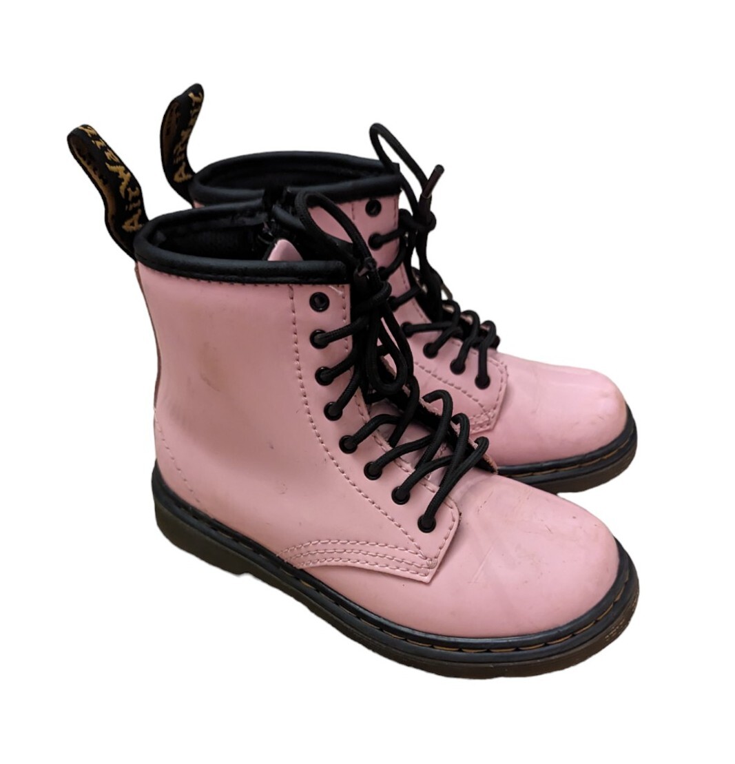 Martens Toddler Girl's Pink Patent Leather Lace Up Combat