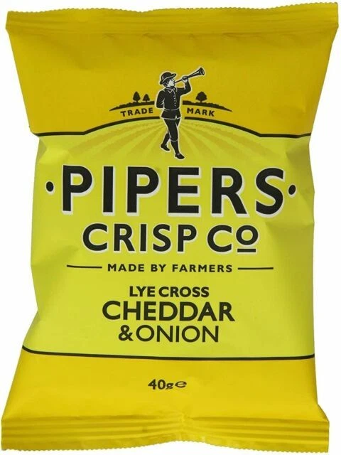 Pipers PP1LCO Crisps Lye Cross Cheddar and Onion - 40g (24 Pack)