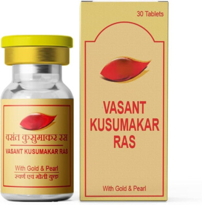 Dabur Vasant Kusumakar Ras with Gold and Pearl 30 Tablets Strengthens Body