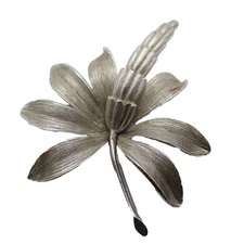 Vintage 1950s Signed PIM Joseph P Piscitelli Silver Tone Flower Pin Brooch