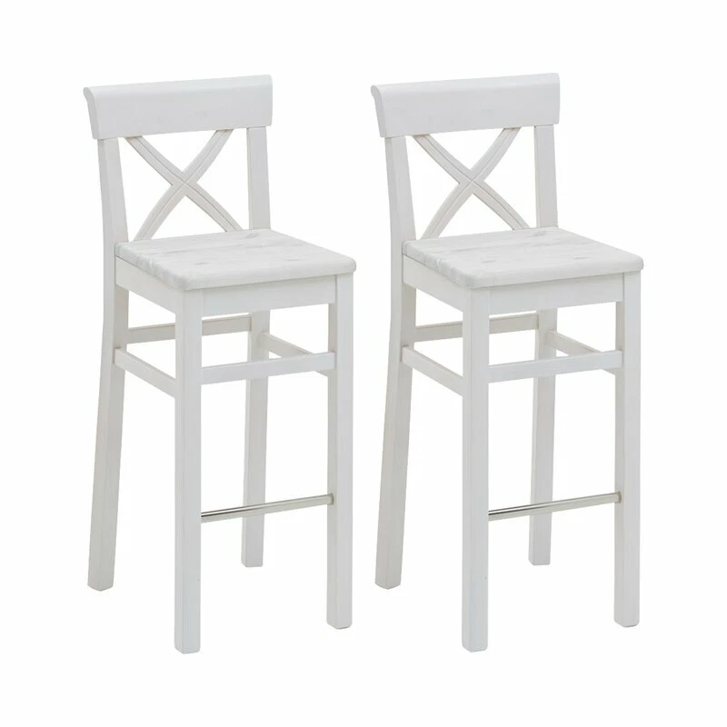 August Grove 75cm Bar Stool Set of 2 White