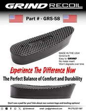 Grind to fit recoil pad, No metal Insert, Black, Made in the USA! GRS-58-P