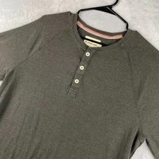 Normal Brand Shirt Mens Medium Gray Puremeso Henley Long Sleeve Raglan