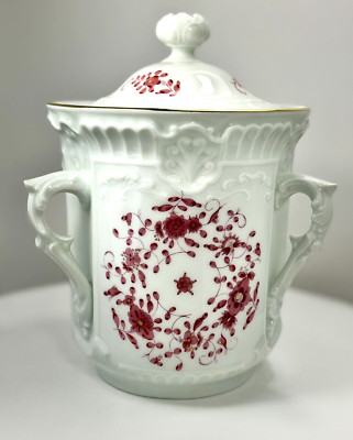 Rare Raynaud Limoges Montezuma Chinese Bouquet 3-Handled Canister & Lid EUC