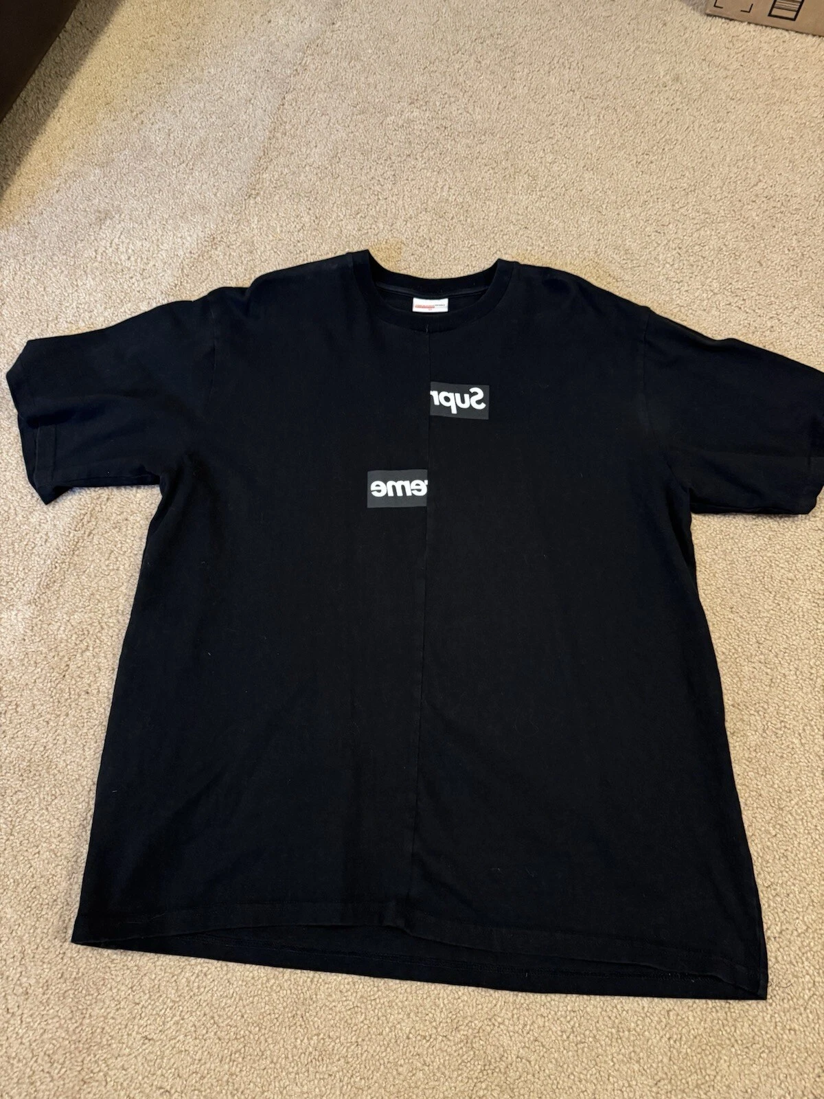 Tee shirt Supreme x Comme Des Garcons CDG Split Box Logo taille XL noir