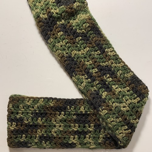 Hand Crochet Camouflage Yarn Knit Handmade Fringed - 4 1/2” x 96” LOOK!!!! - Picture 8 of 8