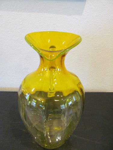 BLENKO RARO JARRA GRANDE 13 3/4" AMARILLO LIMÓN Y TRANSPARENTE # 6415 CIRCA 1968 - Imagen 3 de 8