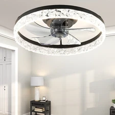 20'' 3 Color Ceiling LED With APP Remote Control Fan Light Kit Crystal Design UL