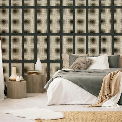 Stock Rattan Netz Panel Fine Decor Tapete Schwarz FD42998 Realistisch 3D Effekt