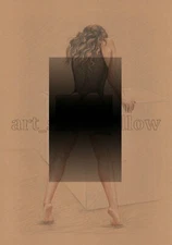 Original drawing A4 Art Colored Pencil painting Beautiful girl on kraft paper160