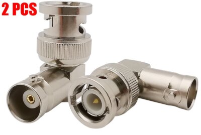 2x BNC Male to Female Right Angle Connector RF Coax Cable Adapter Jack 90 Degree