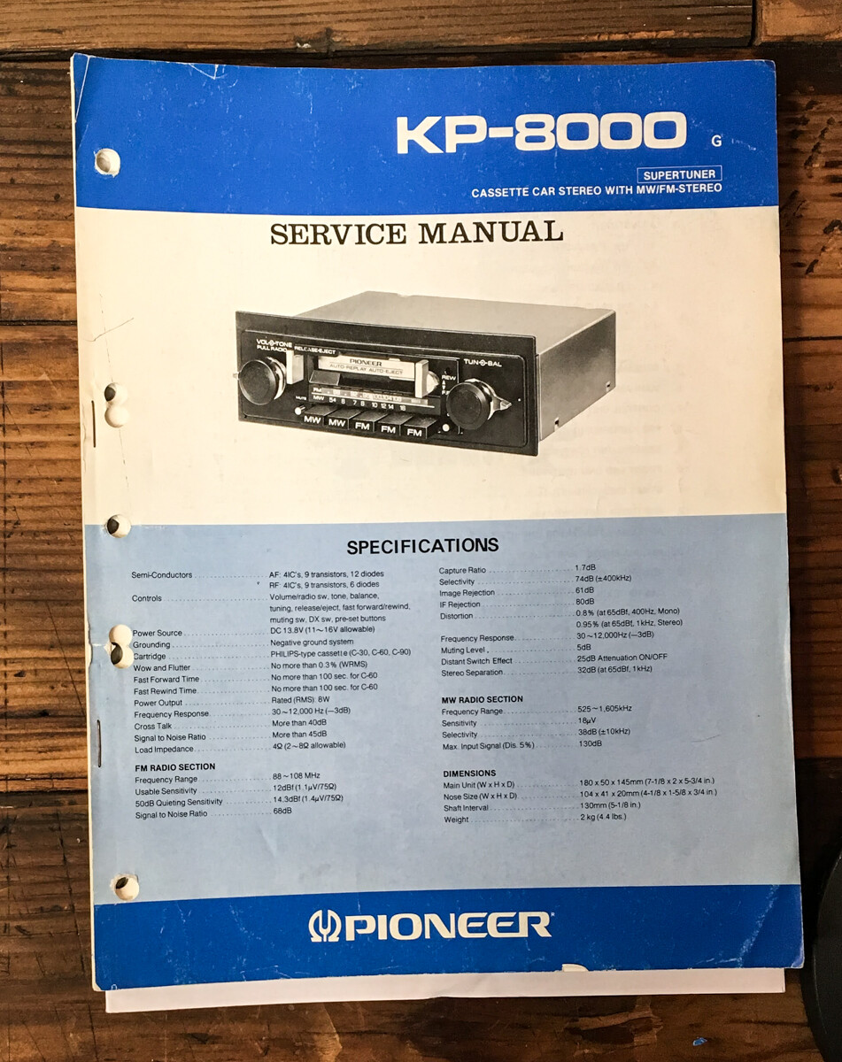 Pioneer KP-8000 Car Stereo Service Manual *Original* | eBay