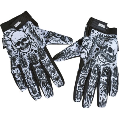 LETHAL THREAT Tattoo Gloves Black/White XL GL15017XL