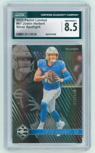 2023 Panini Limited #61 Justin Herbert Silver Spotlight 70/150 CGC 8.5 Chargers