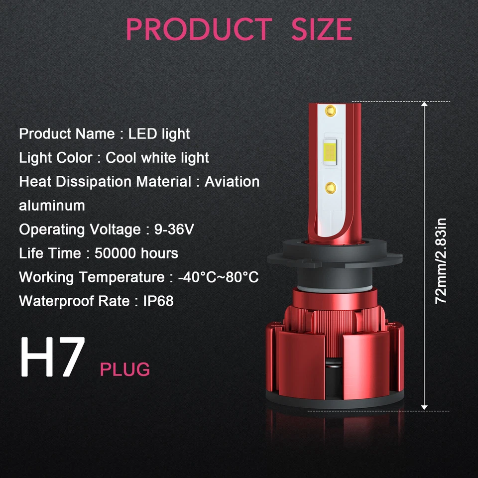 For 2004 2005 2006 Hyundai Elantra -4PC 6000K LED Headlights High/Low Beam Bulbs - Image 4 of 4