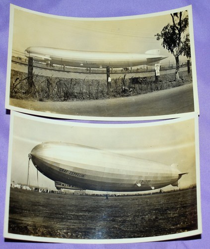 124c. LOS ANGELES, CA 1929 GRAF ZEPPELIN LZ-127, GOODYEAR BLIMP BOTH MINES FIELD