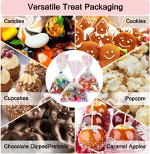 120 Pcs Iridescent Cellophane Treat Bags 6X9" Holographic for Candy Party Favors