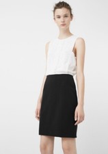 Mango formal contrasting button black & white midi skirt dress Sz 8