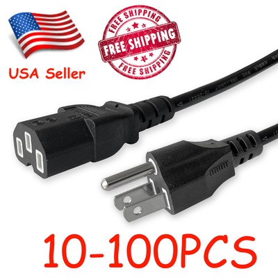 Lot of 1 - 100 AC Power Cord Cable Desktop Monitor Computer PC 6ft IEC320