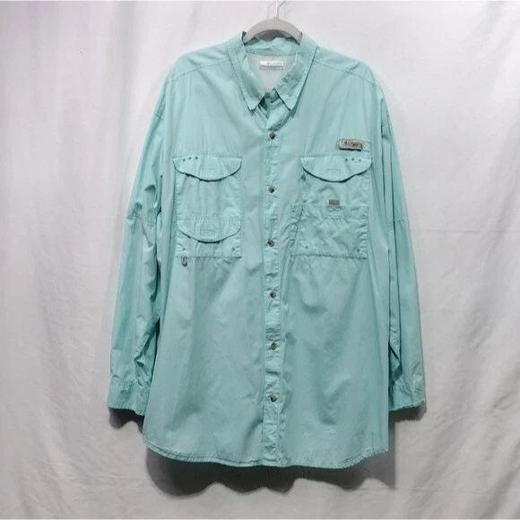Columbia Hiking Shirt Mens XL Mint Outdoor Vented Fishing Camping