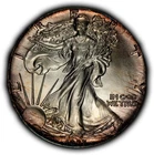 1987 1 oz Silver American Eagle - Rainbow Rim Toning - BU - SKU-E3581