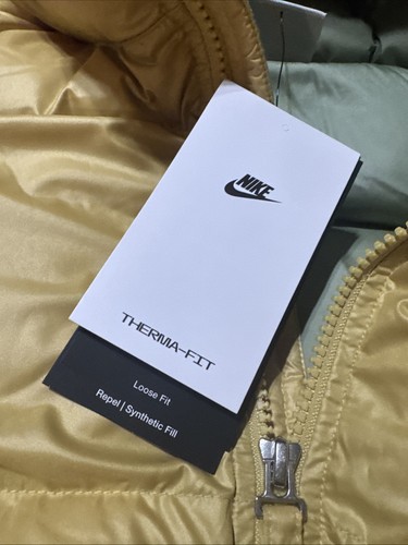 Kids XL Nike Therma-FIT Repel Puffer Hooded Winter Parka Jacket Gold FD2842-723 - Picture 9 of 24