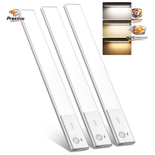 Unterbauleuchte LED 38Cm Kabellos Mit Bewegungsmelder Silber 3 StüCk KüChe-image