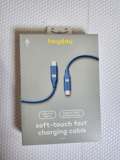 heyday Blue Soft-Touch USB-C to USB-C Charging Cable