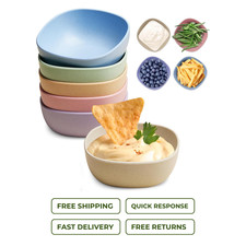 Small Wheat Straw Sauce Dishes 6 Pack Unbreakable Mini Bowls for Kitchen Meal Pr