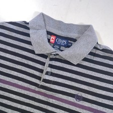 CHAPS EST. 1978 Men's Striped Gray Purple Polo Shirt
