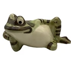 Brush Pottery 10" Reclining Green Frog Planter Vintage Chipped See Pictures