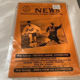Ardeer Thistle V Dalry Thistle 08/04/1995 Football Programme