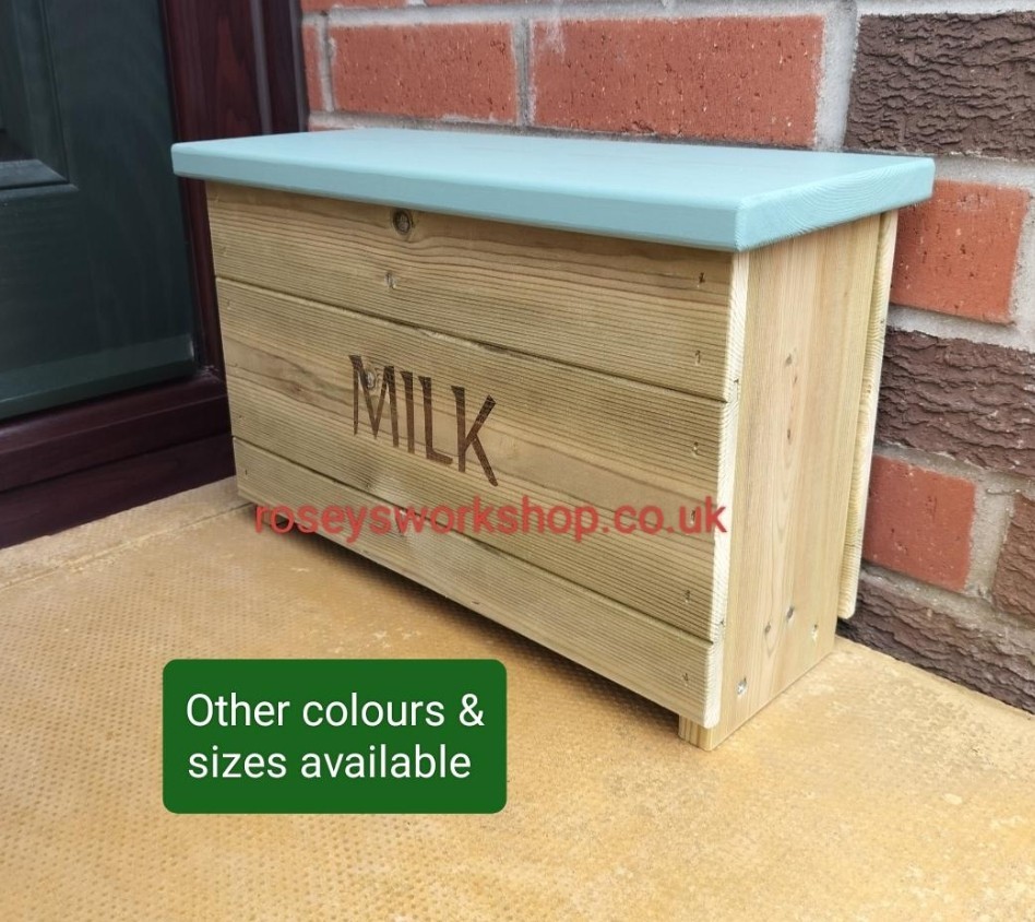 Doorstep Wooden Milk Box. Porch Storage. Milk Holder Crate - 1pt Glass Bottles