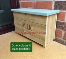 Doorstep Wooden Milk Box. Porch Storage. Milk Holder Crate - 1pt Glass Bottles